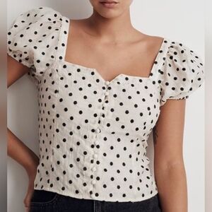 Madewell Embroidered Organza Polka Dot Top